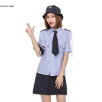 

Woman Halloween Police Costumes Girls Policewoman Cosplays Carnival Purim Masquerade Nightclub Bar Uniform Role play party dress