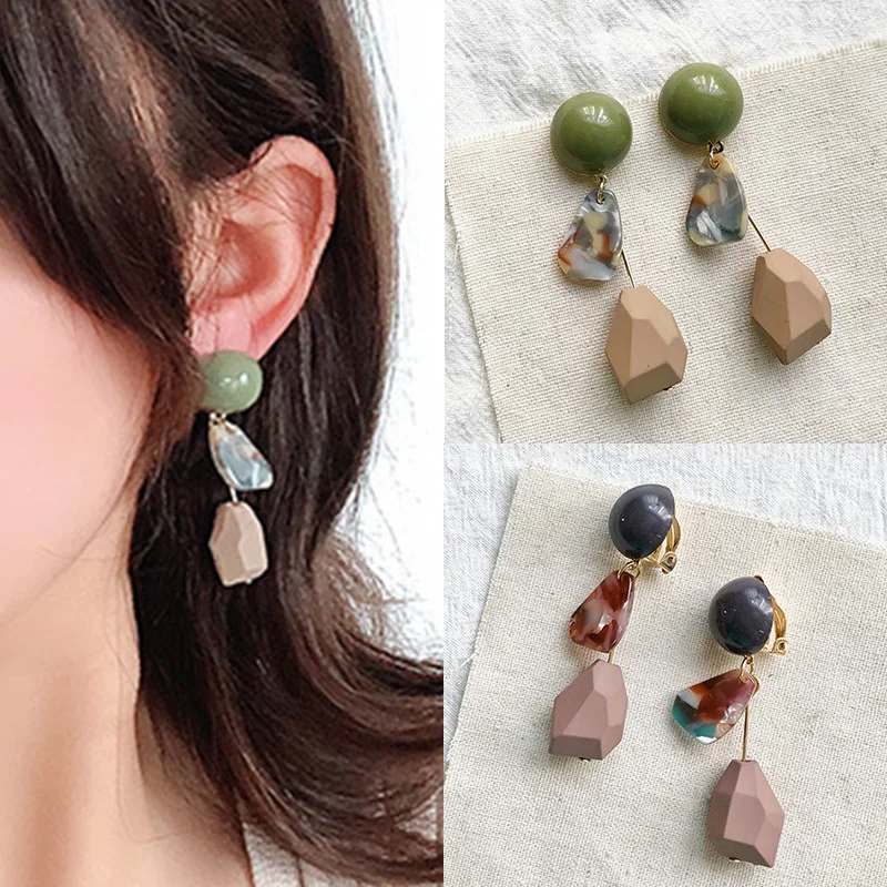 

2019 Vintage Earrings Acrylic Earings Retro Stone Women Temperament Statement Geometric Irregular Female Earring Jewelry