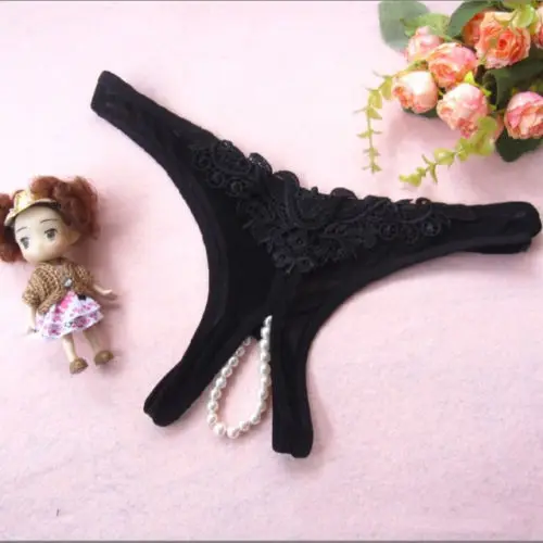 

Women's Pearl Thong Jacquard Lace Sexy Ladies Underwear Open Crotch Hot Sale