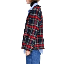 Blazer mujer 2019 Fashion Tweed Knitted Plaid Jackets Coats Ladies Elegant Single Breasted Blazer Outerwear jacket women blazers