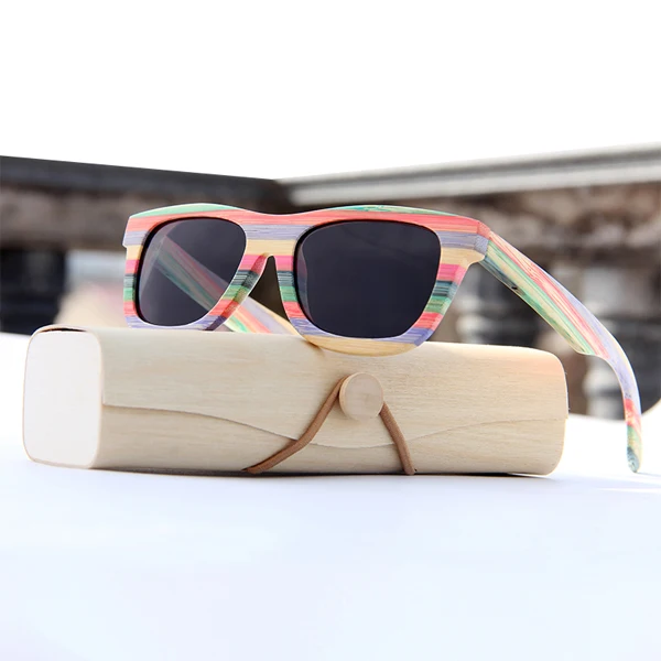 Винтажные бамбуковые поляризационные солнцезащитные очки для женщин Поляризованные брендовые солнцезащитные очки деревянный корпус пляжные очки анти-УФ gafas de sol - Цвет линз: Black