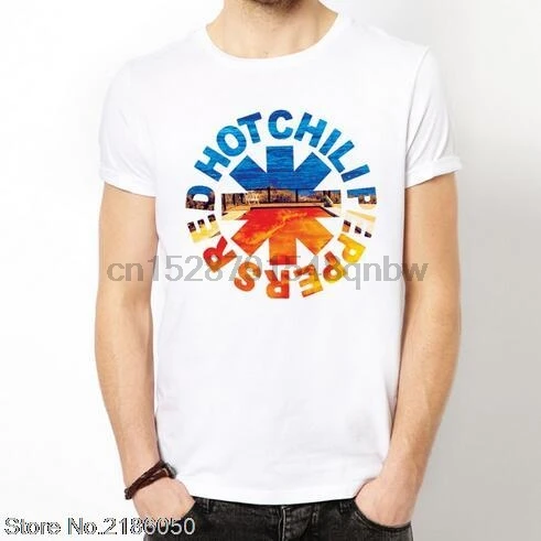 

New RED HOT CHILI PEPPERS RHCP Logo Rock Band Men White T-Shirt Man Cotton T Shirt Tops Tees