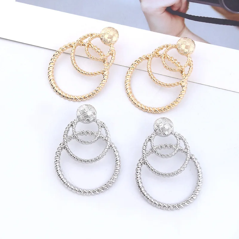 

Fashion Statement Earrings 2019 Metal Round Geometric Earrings For Women Hanging Dangle Earrings Drop Earing Modern Jewelry
