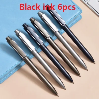 6 шт. 0,5 мм пресс-Тип Металлические Цвета Гелевые черные чернила для ручек пулеобразная ручка Студенческая углеродная черная ручка офисное собрание канцелярские принадлежности Deli A12 - Цвет: 6pcs