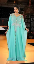 Plus size Kaftan Dubai Arabisch Abendkleider hand made perlen formales abschlussball-kleider kristall sexy v-ausschnitt party kleid vestidos