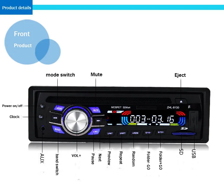 60 Вт x 4 автомобиль радио стерео проигрыватель Bluetooth 1 Din AUX-IN MP3 FM/USB 12 V автомобильный аудио электроника для Авто Автомобильное FM радио, аудио и видео