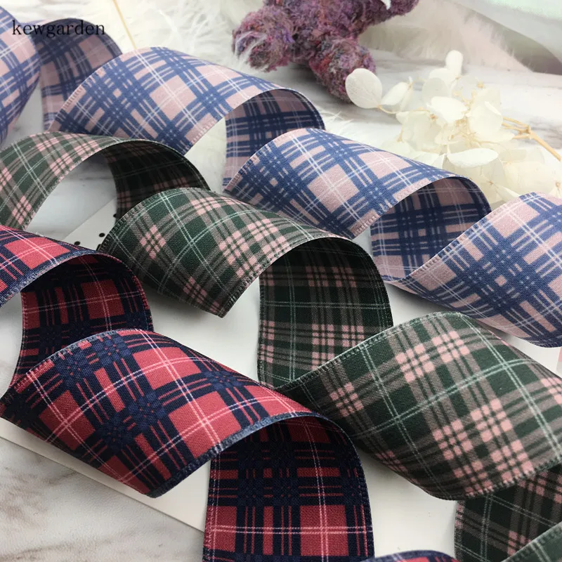Kewgarden 40 мм 1 1/2 &quotПлед атласные ленты DIY бант аксессуары хлопчатобумажная лента