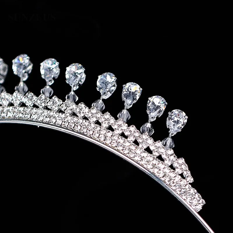 Стразами свадебная тиара блестящие серебряные принцессы короны для невест Свадебные голова аксессуар SQ0294