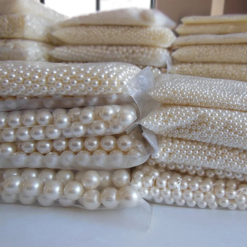 

ivory tint ABS without holes pearl 500g DIY originality handwork material wholesale mobile phone hairdressing essential 4mm-20mm