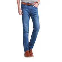 2017 мужская Authentics Classic Relaxed Fit Жан Супер Удобные Узкие Мото Hip Hop Прочный Джинсовые Брюки Мужчины Загрузки Вырезать джинсы
