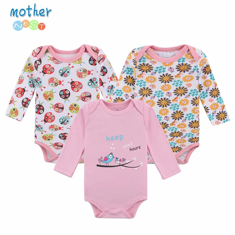 Mother Nest Baby Bodysuit 3 Pcslot Cotton Babies Newborn 100% Cotton Baby Body Long Sleeve Next Infant Boy Girl Climb Clothes