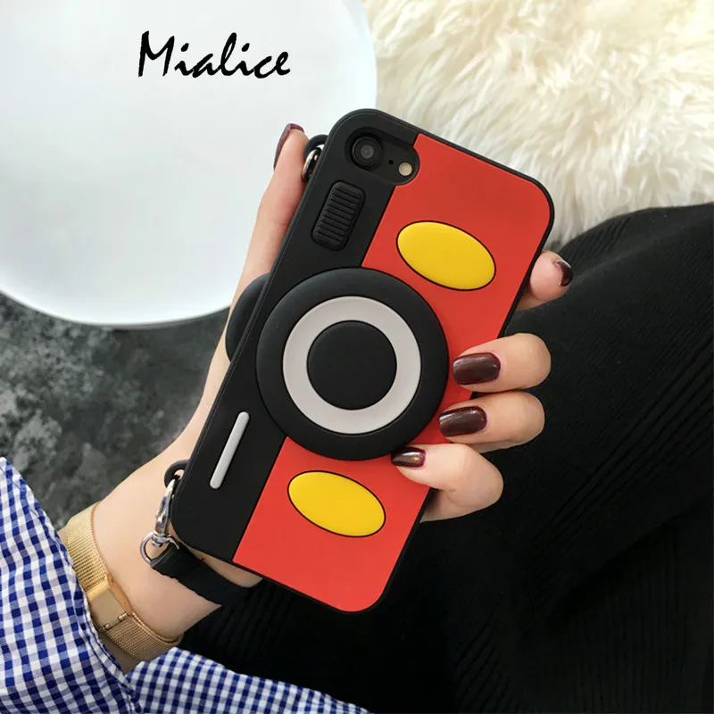 Новые модные милые Винтаж Камера Телефонные чехлы для iphone 8 7 6 S Plus X Дело Мягкая