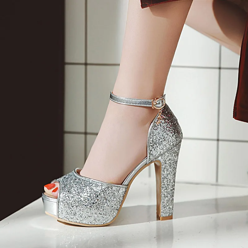 silver high heel platform sandals