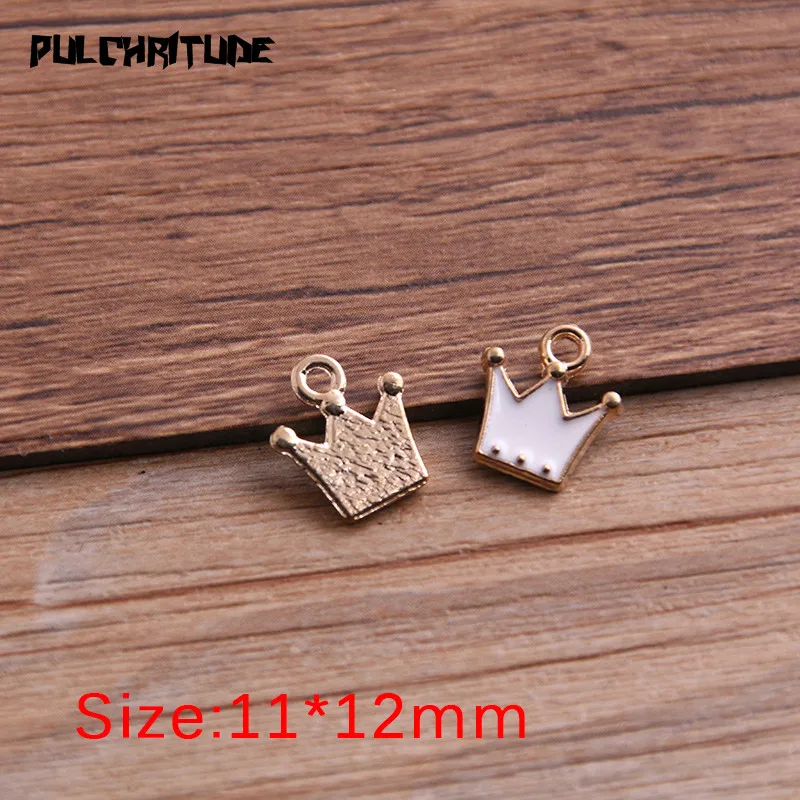 30Pcs 11*12mm Four Color Alloy Metal Drop Oil Crown Charms Pendant For DIY Bracelet Necklace Jewelry Making