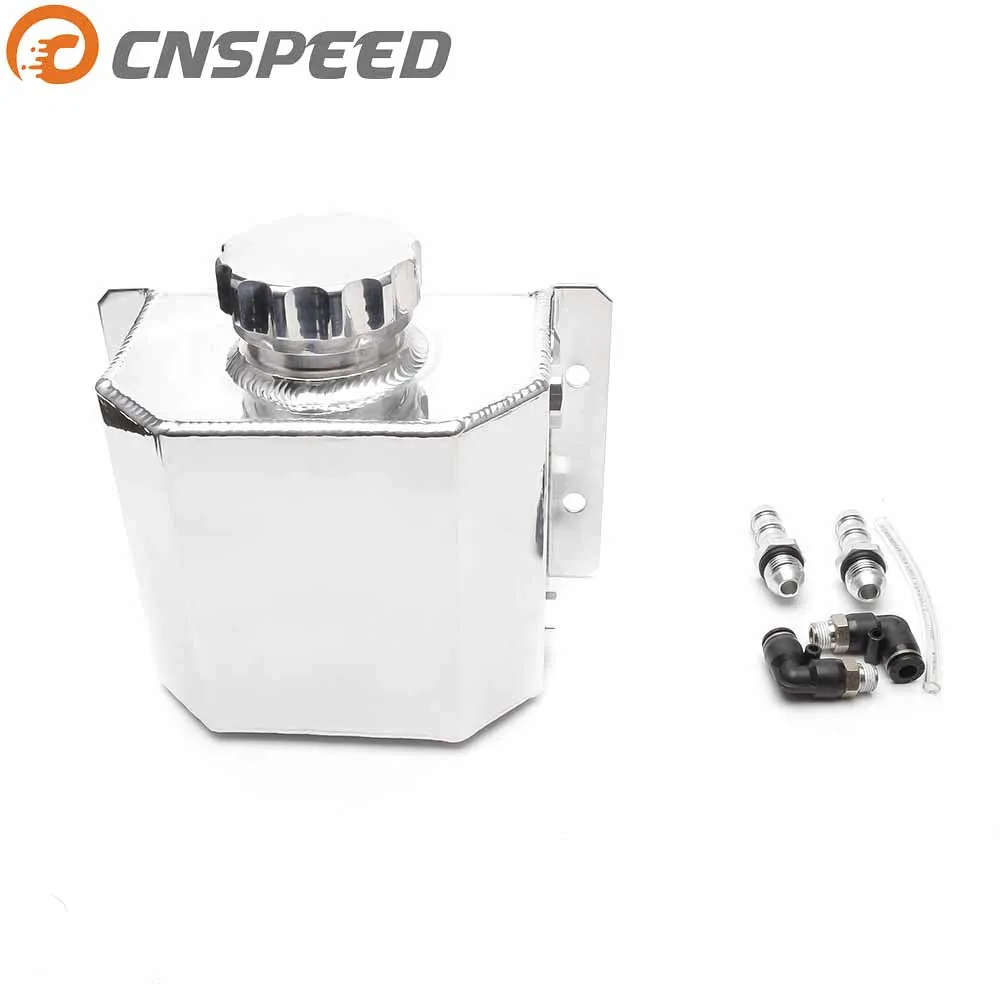 

CNSPEED Universal 1L Alloy Aluminium Engine Oil Catch Can Breather Tank Mirror Polished Oil Catch Tank YC101320