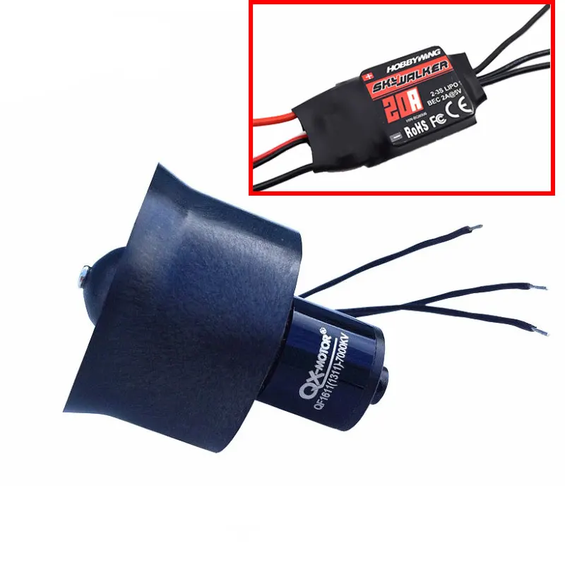 

QX-Motor 30mm Ducted Fan Set 6 Blades EDF With 1611 7000KV Brushless Motor and 20A ESC For RC Drone Parts Wholesale