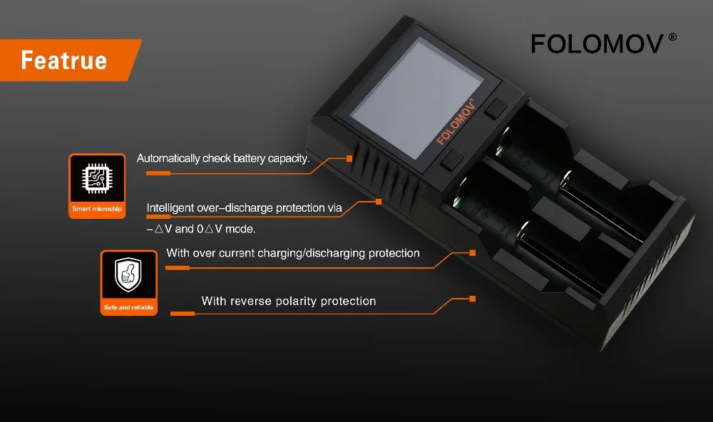 Folomov A2/folomov A4 Интеллектуальное Быстрое Зарядное устройство Li-ion/LifePO4, NiMH/NiCd Зарядное устройство