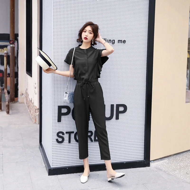 Lotus Sleeve Jumpsuit Women 2015 Spring And Summer New European Style One Piece Pants Female Elegant High Waist Trousers Lotus Sleeve Jumpsuit Women 2015 Spring And Summer New European Style One Piece Pants Female Elegant High Waist Trousers
