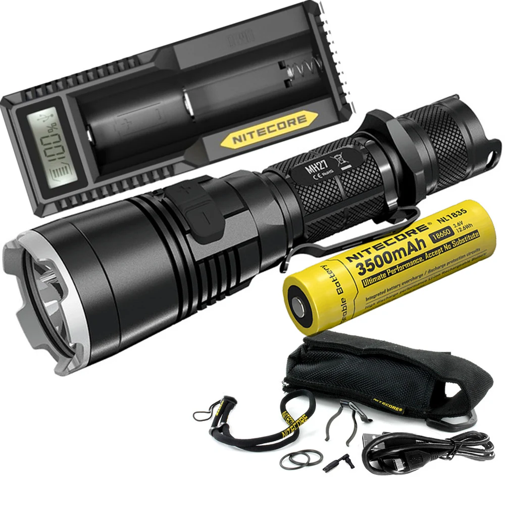 NITECORE MH27 USB Перезаряжаемый фонарик комплект CREE XP-L HI V3 Макс 1000 люмен ручной фонарь луч бросать 462 м тактический фонарь Факел