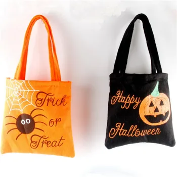 

Hot Sale 1PC Halloween Holiday Pumpkin Bag Shopping Large Capacity Canvas Purse Pouch Candy Bag Kids Shoulder Tote Handbag Party