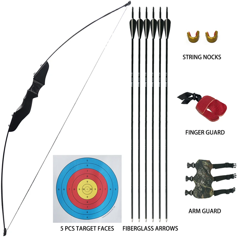 

D&Q Archery Recurve Takedown Bow and Arrow Set 30lbs for Youth Adult Beginners Training Practice Wooden Straight Bow Longbow Kit