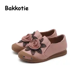 Bakkotie 2018 Новый Осень Модная одежда для детей, Детская мода девушка цветок мягкие туфли принцессы детская обувь на плоской подошве для отдыха