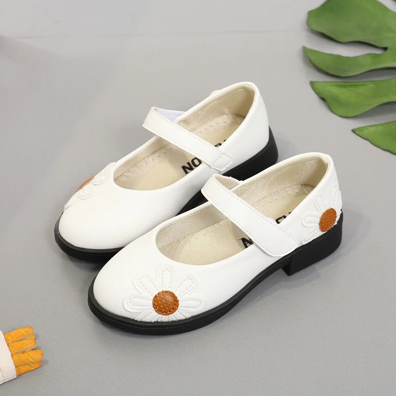 Shoes Girl Red Loafers For Kids PU Leather Flowers Girls Shoes Princess Dress Sneakers Cute Rubber Sandals Girl Summer 2019