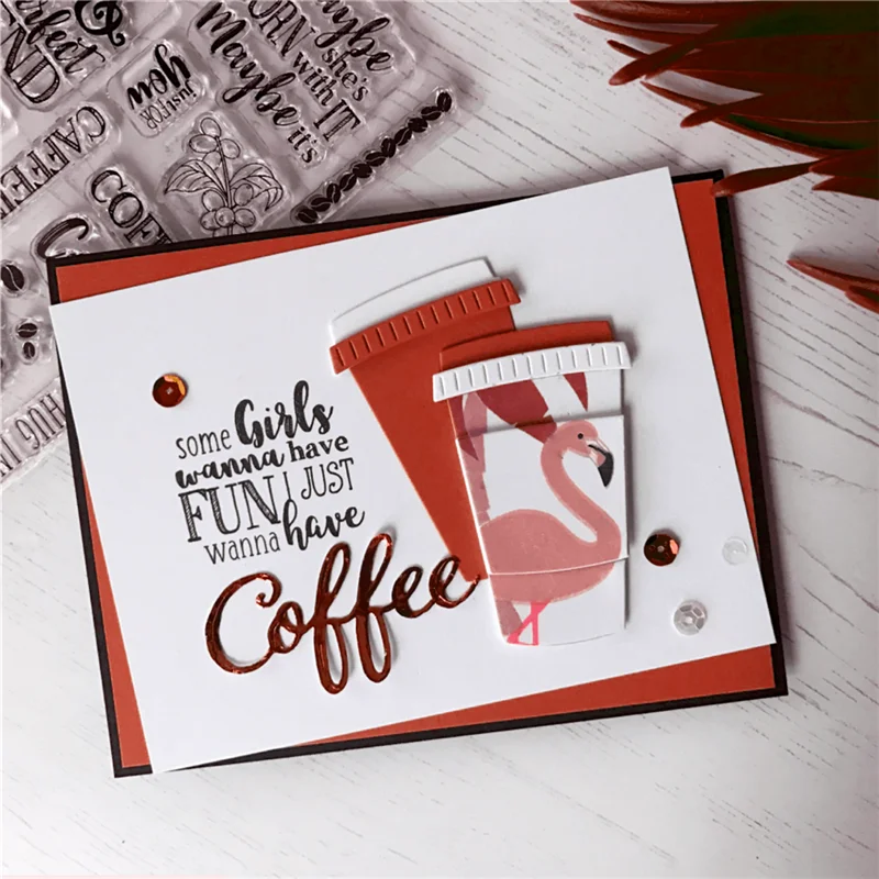 

InLoveArts 23Pcs/Lot 11*20cm Decorative Clear Stamps for Scrapbooking Card Album Caffeine Addict Is Fresh And Fun Coffee Lover