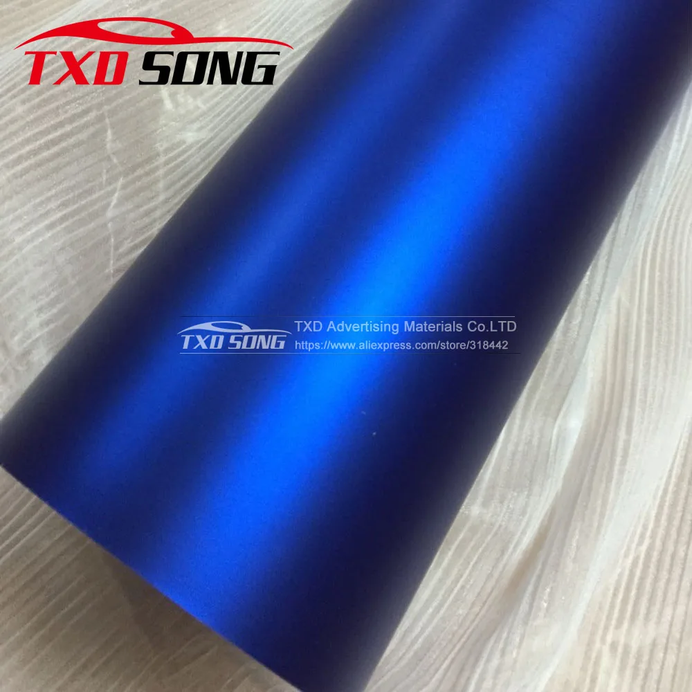 

30*152CM Metallic Matt Vinyl wrap Car Wrap With Air Bubble Free Chrome blue Matt Film Vehicle Wrapping Sticker Foil