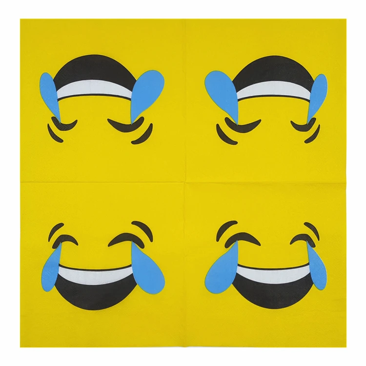 20 винтажные салфетки Бумага декупаж тканей печатных happy expression уход за кожей лица Золото Желтый Коктейль день рождения serviettes дома dec