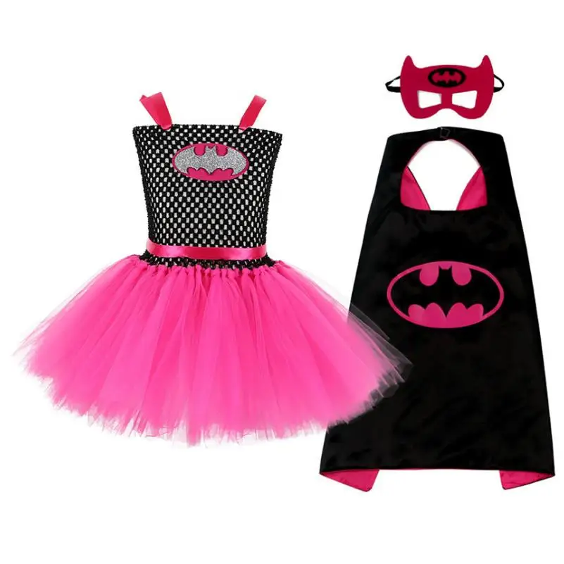 Cena 2019 Girls Superhero Tutu sukienka z maską Handmade kostium batmana na urodziny przebranie na halloween Up Baby Batgirl Dress2 10Y