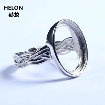 

Silver 925 Sterling Semi Mount Engagement Wedding Ring Setting fit 12x16mm Oval Cabochon DIY Gemstone Fine Jewelry Unisex
