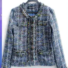 Женское зимнее пальто наивысшего качества классические простые бархатные твидовые хлопковые тонкие золотые бусинки кисточкой OL женские элегантные благородные пальто