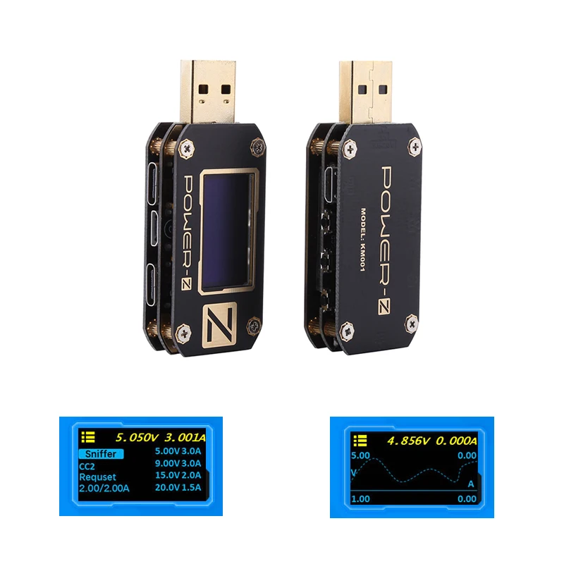 ChargerLAB power-Z USB тестер type-C QC2.0/3,0/PD индикатор портативного зарядного устройства напряжение тока Пульсация двойной тип-c KM001 KM001C метр