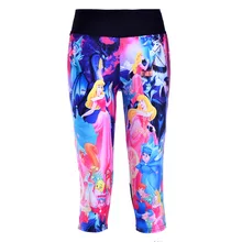New 1108 Sexy Girl Women Prince Charming Snow White 3D Prints Workout Fitness elastic Cropped Trousers Leggings Pocket Pants