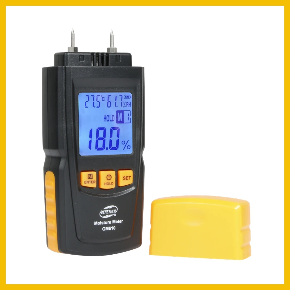 Kopen Hout Vocht Meter 2 Pins Vochtigheid Tester Timber Vochtige Detector Hygrometer Bereik 0 ~ 70% Digitale Lcd scherm GM610  BENETECH