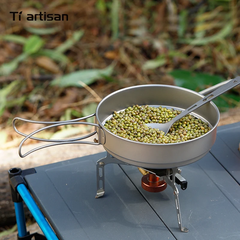 Portátil e Multi-função Acampamento ao ar Tiartisan Puro Cozinhar Pote Conjunto Dobrável Livre Panelas Ta8318ti Titanium1.6l 13 Cheap Louça para ar livre