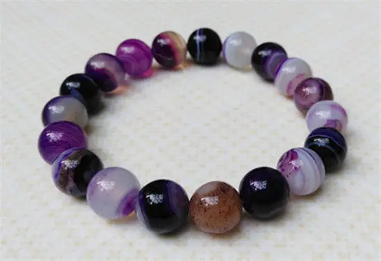 

Hot sell ->@@ New 100% Natural Ice Purple Agate Chalcedony 19 Beads Bracelet 10mm NEW -Top quality free shipping