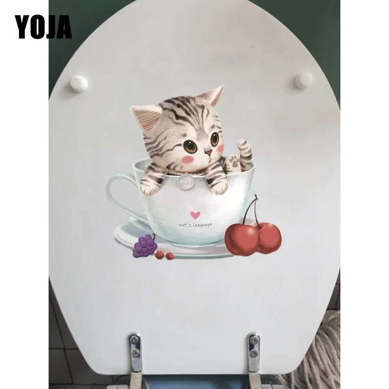 YOJA 23 9*23 8 см кошка в чашке милая Наклейка на стену с животными декор для детской