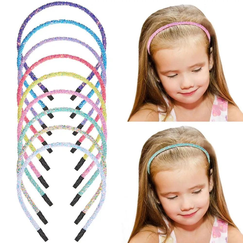 

Fioday New Thin Gillter Hairband for Girls Rhinestone Women headbands 1pc/9pcs for DIY Colorful Hair Accessories Drop Shipping