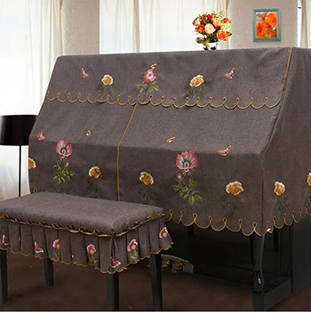 Пылезащитный чехол для фортепиано, пасторальный 1 комплект, высокое качество, романтическая вышивка, практичный вертикальный стул для пианино, защитная крышка, Универсальная Ткань - Цвет: C