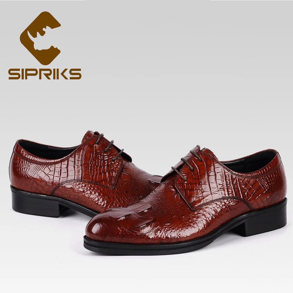 Sipriks/Большие размеры 37-45; бордовые модельные кожаные туфли; мужские оксфорды из крокодиловой кожи с принтом; свадебные туфли; мужские туфли под костюм