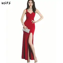 Летние платья Красный Vneck Спагетти ремень без рукавов женское платье пикантные вечерние Винтаж Bodycon длинное ассиметричное миди женское
