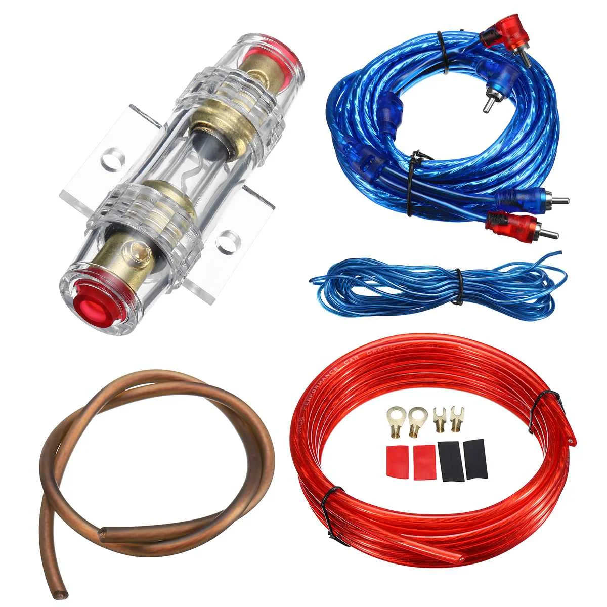 1500w Car Amplifier Wiring Kit Audio Subwoofer AMP RCA Power Cable AGU FUSE Set