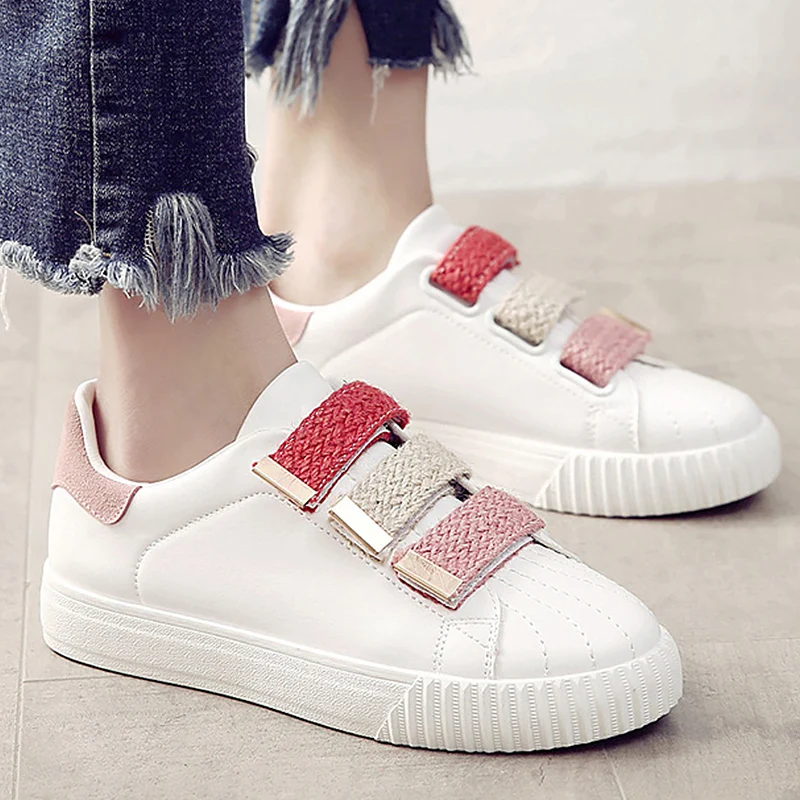 

Platform shoes women sneakers 2019 spring new arrival hook loop female shoes sewing white shoes chaussure femme size 35-40