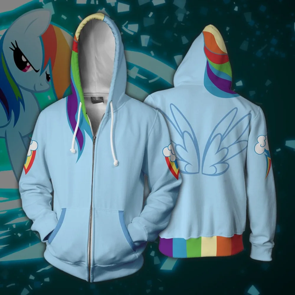 

Rainbow Dash Costumes Rainbow Dash 3D Printed Sweatshirt Sweater Cosplay Game Anime Cartoon hooded sweater Jackets