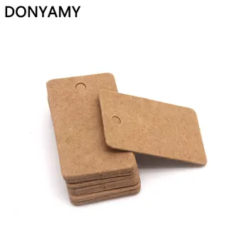 

DONYAMY Free Shipping Blank Kraft Gift Hangtags with Cord, DIY Greeting Paper Tags, Price Labels, 2.8*5.4cm