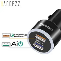 ACCZEE Dual USB быстрый автомобиль Зарядное устройство 3,0 освещение для iPhone X 10 8 7 huawei samsung Galaxy S7/S6 Unviersal Быстрая Зарядка адаптер