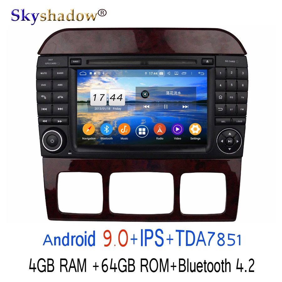 Perfect DSP Android 9.0 64GB 8 Core Car DVD Player Wifi Bluetooth 4.2 RADIO GPS Glonass Map For Benz W215 W220 S320 S350 S400 S430 S500 0