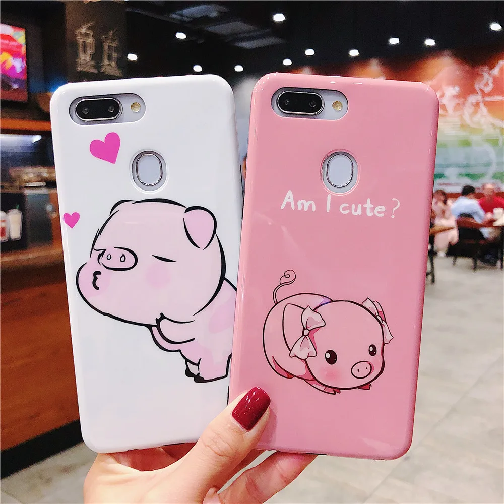 

Hot Anime Cartoon Cute Pig Phone Case for OPPO R9s R15 R17 High Quality TPU Shockproof Silicone Back Cover for OPPO R11 11s Capa